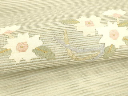 平和屋着物＊夏物 絽綴れ 八寸名古屋帯 草花文 金銀糸 正絹 逸品 DAAW4504cm