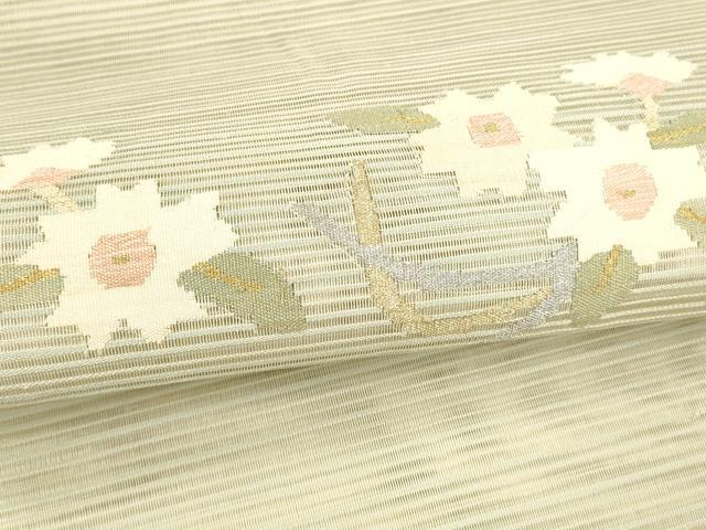 平和屋着物＊夏物 絽綴れ 八寸名古屋帯 草花文 金銀糸 正絹 逸品 DAAW4504cm