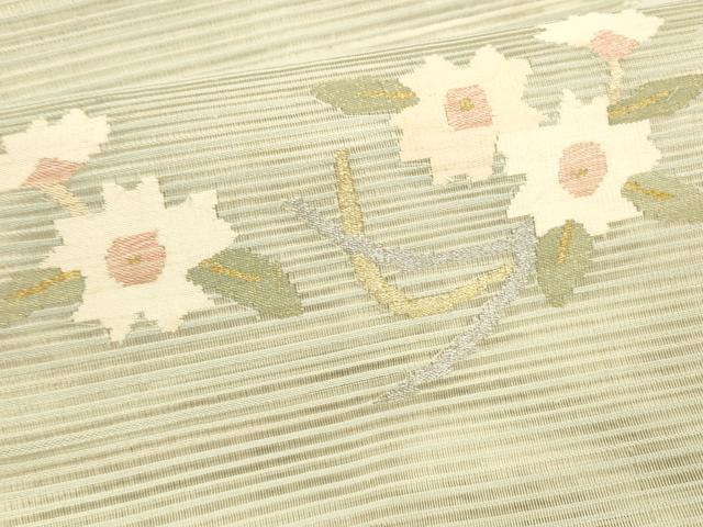 平和屋着物＊夏物 絽綴れ 八寸名古屋帯 草花文 金銀糸 正絹 逸品 DAAW4504cm