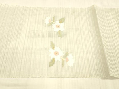 平和屋着物＊夏物 絽綴れ 八寸名古屋帯 草花文 金銀糸 正絹 逸品 DAAW4504cm