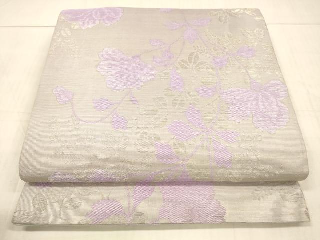 平和屋着物＊夏物 アンティーク 大正ロマン 丸帯 草花文 銀糸 正絹 逸品 DAAW4507cm