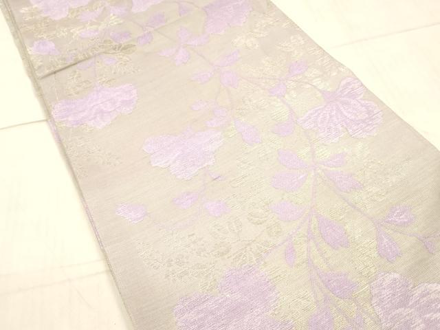 平和屋着物＊夏物 アンティーク 大正ロマン 丸帯 草花文 銀糸 正絹 逸品 DAAW4507cm
