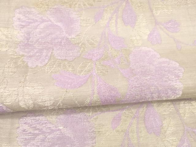 平和屋着物＊夏物 アンティーク 大正ロマン 丸帯 草花文 銀糸 正絹 逸品 DAAW4507cm