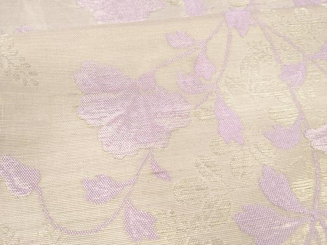 平和屋着物＊夏物 アンティーク 大正ロマン 丸帯 草花文 銀糸 正絹 逸品 DAAW4507cm