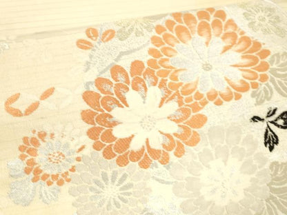 平和屋着物＊夏物 アンティーク 大正ロマン 丸帯 雪輪草花文 金銀糸 正絹 逸品 DAAW4508cm