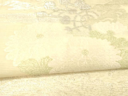平和屋着物＊夏物 アンティーク 大正ロマン 丸帯 草花舟文 銀糸 正絹 逸品 DAAW4510cm