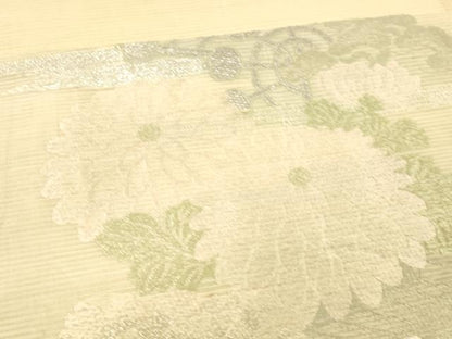 平和屋着物＊夏物 アンティーク 大正ロマン 丸帯 草花舟文 銀糸 正絹 逸品 DAAW4510cm