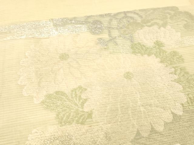 平和屋着物＊夏物 アンティーク 大正ロマン 丸帯 草花舟文 銀糸 正絹 逸品 DAAW4510cm