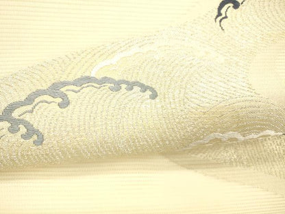 平和屋着物＊夏物 つけ帯 流水文 銀糸 正絹 逸品 DAAW4514cm