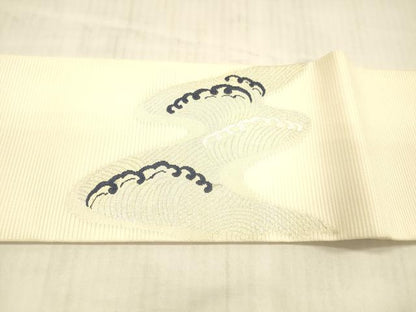 平和屋着物＊夏物 つけ帯 流水文 銀糸 正絹 逸品 DAAW4514cm