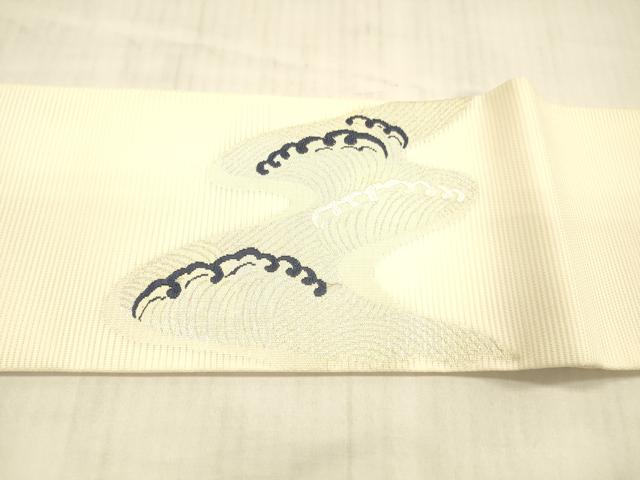平和屋着物＊夏物 つけ帯 流水文 銀糸 正絹 逸品 DAAW4514cm