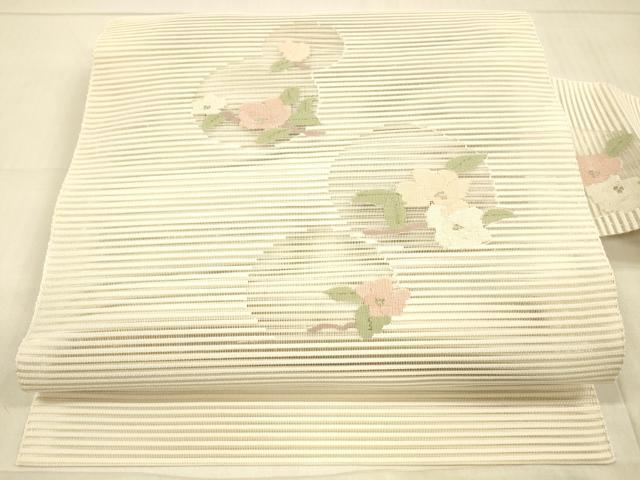 平和屋着物＊夏物 絽綴れ 八寸名古屋帯 枝花文 銀糸 正絹 逸品 DAAW4519cm