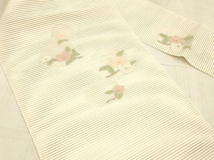 平和屋着物＊夏物 絽綴れ 八寸名古屋帯 枝花文 銀糸 正絹 逸品 DAAW4519cm
