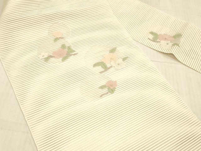 平和屋着物＊夏物 絽綴れ 八寸名古屋帯 枝花文 銀糸 正絹 逸品 DAAW4519cm