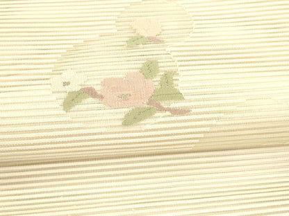 平和屋着物＊夏物 絽綴れ 八寸名古屋帯 枝花文 銀糸 正絹 逸品 DAAW4519cm