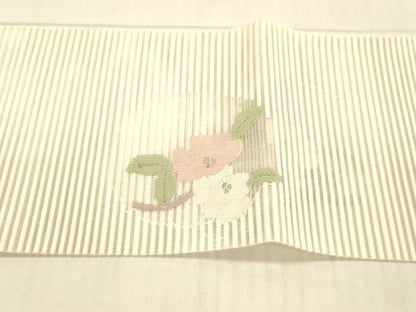 平和屋着物＊夏物 絽綴れ 八寸名古屋帯 枝花文 銀糸 正絹 逸品 DAAW4519cm