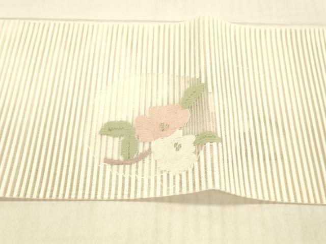 平和屋着物＊夏物 絽綴れ 八寸名古屋帯 枝花文 銀糸 正絹 逸品 DAAW4519cm