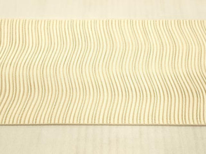 平和屋着物＊夏物 絽綴れ 八寸名古屋帯 よろけ縞 薄卵色 正絹 逸品 DAAW4520cm