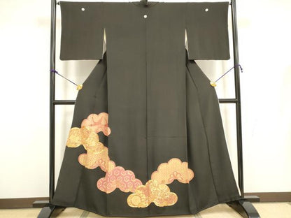 平和屋着物■豪華黒留袖　駒刺繍　飛鶴鳳凰花文　金彩　正絹　逸品　DAAW4805cd