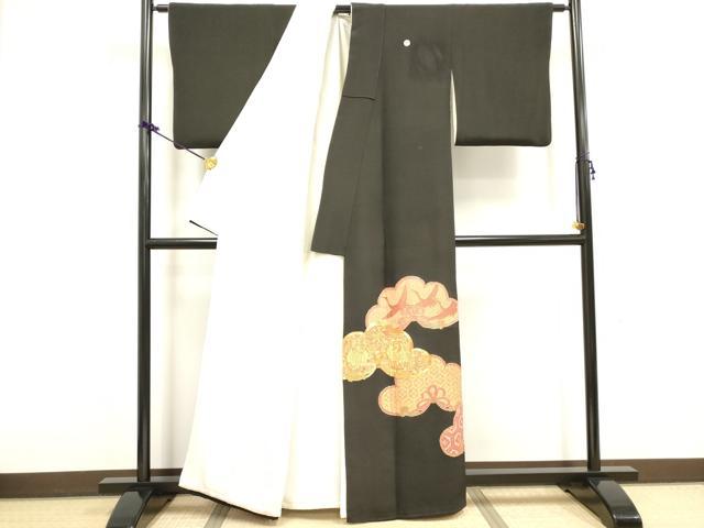 平和屋着物■豪華黒留袖　駒刺繍　飛鶴鳳凰花文　金彩　正絹　逸品　DAAW4805cd