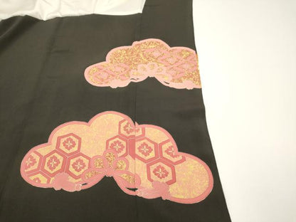 平和屋着物■豪華黒留袖　駒刺繍　飛鶴鳳凰花文　金彩　正絹　逸品　DAAW4805cd