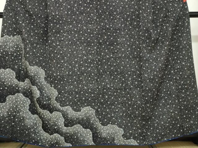 平和屋着物●訪問着　舞花文　黒地　正絹　逸品　DAAW5006ud