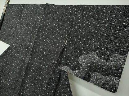 平和屋着物●訪問着　舞花文　黒地　正絹　逸品　DAAW5006ud