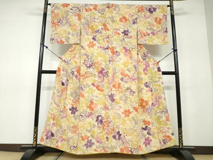 平和屋着物●上質な小紋　草花文　正絹　逸品　DAAW5024ud