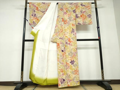 平和屋着物●上質な小紋　草花文　正絹　逸品　DAAW5024ud