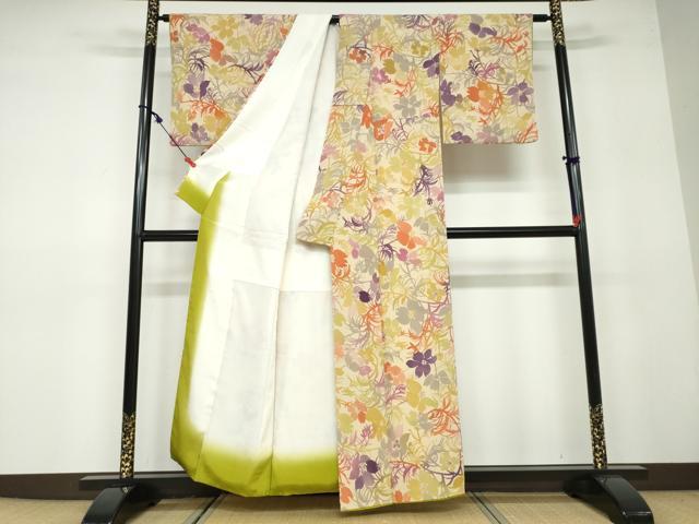 平和屋着物●上質な小紋　草花文　正絹　逸品　DAAW5024ud