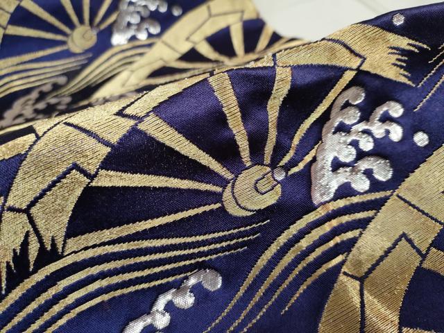 平和屋着物●男性　馬乗り袴　立波片輪車文　金銀糸　交織　逸品　DAAW5030ud