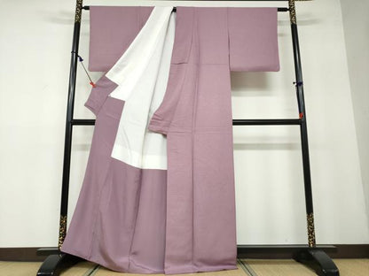 平和屋着物●上質な色無地 霞地紋 古代紫色 正絹 逸品 DAAW5039ud