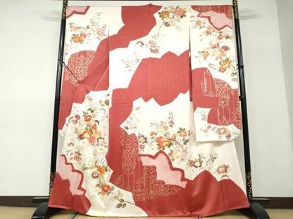 平和屋着物●豪華振袖 駒刺繍 絞り 鳳凰草花文 金彩 近鉄扱い 正絹 逸品 DAAW5043ud
