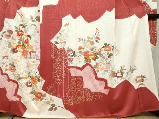 平和屋着物●豪華振袖 駒刺繍 絞り 鳳凰草花文 金彩 近鉄扱い 正絹 逸品 DAAW5043ud