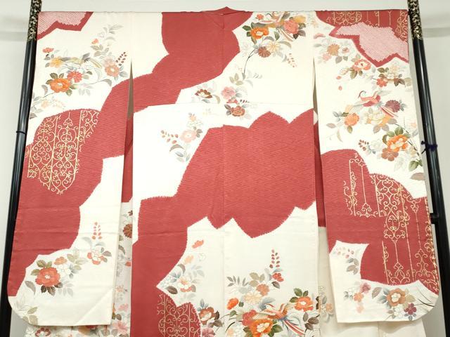 平和屋着物●豪華振袖 駒刺繍 絞り 鳳凰草花文 金彩 近鉄扱い 正絹 逸品 DAAW5043ud