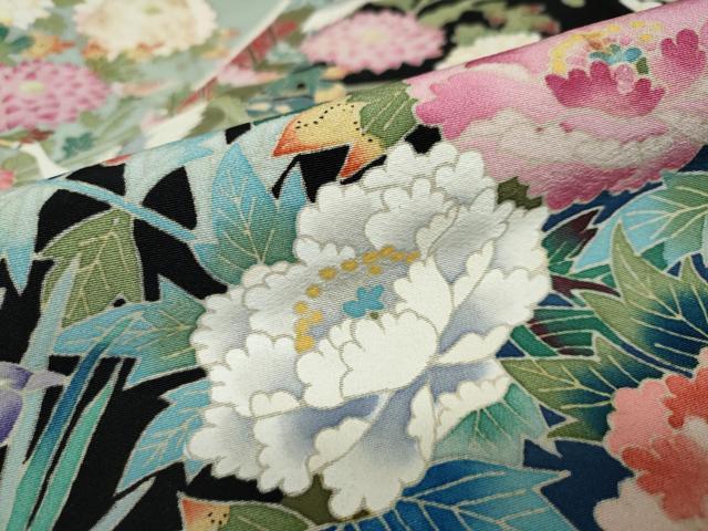 平和屋着物●本加賀友禅作家　坂木末代　黒留袖　地紙重ね草花文　正絹　逸品　未使用　DAAW5048ud