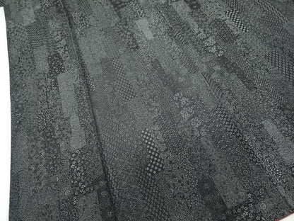 平和屋着物●江戸小紋　百柄　黒地　正絹　逸品　DAAW5075ud