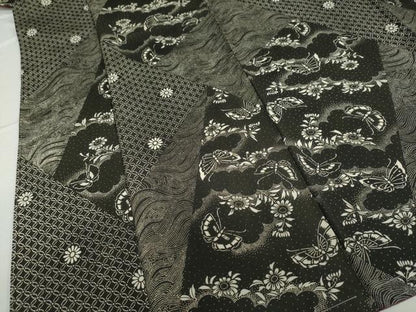 平和屋着物●上質な小紋 花蝶文 黒地 正絹 逸品 未使用 DAAW5080ud