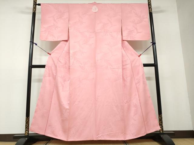 平和屋着物●上質な色無地 南天地紋 薄紅色 正絹 逸品 DAAW5082ud