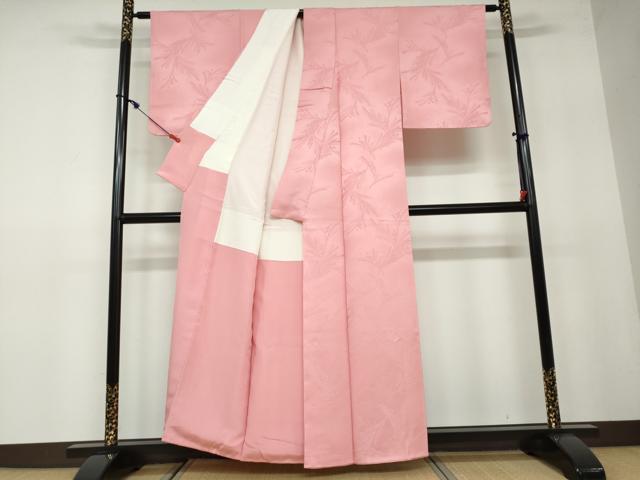 平和屋着物●上質な色無地 南天地紋 薄紅色 正絹 逸品 DAAW5082ud