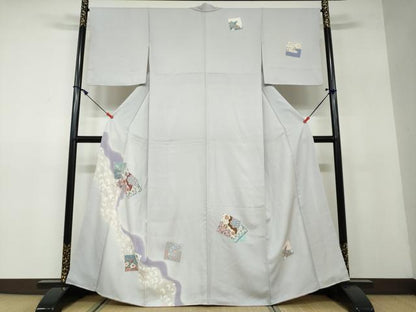 平和屋着物●訪問着 色紙重ね草花文 金彩 正絹 逸品 DAAW5089ud
