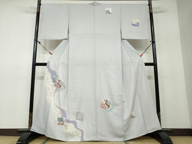 平和屋着物●訪問着 色紙重ね草花文 金彩 正絹 逸品 DAAW5089ud