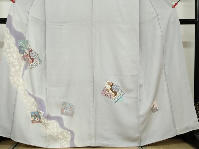 平和屋着物●訪問着 色紙重ね草花文 金彩 正絹 逸品 DAAW5089ud