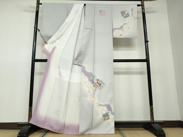 平和屋着物●訪問着 色紙重ね草花文 金彩 正絹 逸品 DAAW5089ud