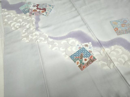 平和屋着物●訪問着 色紙重ね草花文 金彩 正絹 逸品 DAAW5089ud