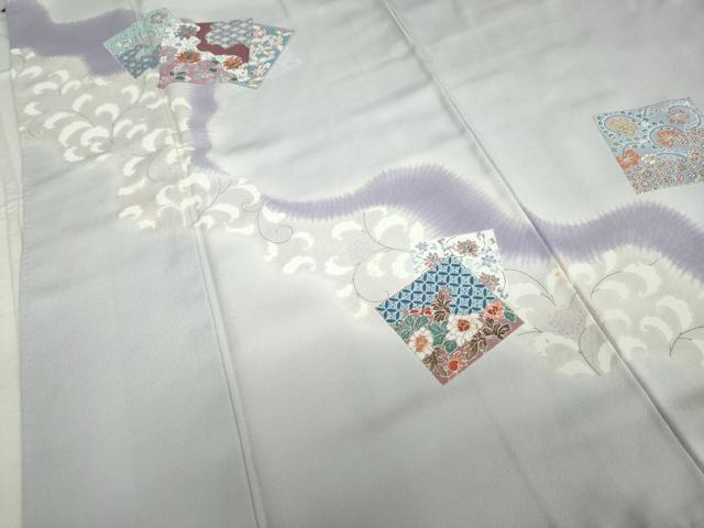 平和屋着物●訪問着 色紙重ね草花文 金彩 正絹 逸品 DAAW5089ud