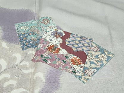 平和屋着物●訪問着 色紙重ね草花文 金彩 正絹 逸品 DAAW5089ud