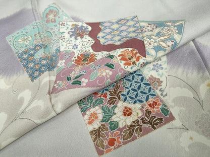 平和屋着物●訪問着 色紙重ね草花文 金彩 正絹 逸品 DAAW5089ud