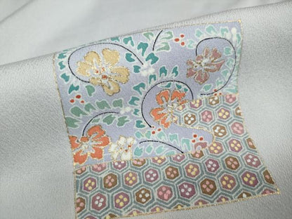 平和屋着物●訪問着 色紙重ね草花文 金彩 正絹 逸品 DAAW5089ud