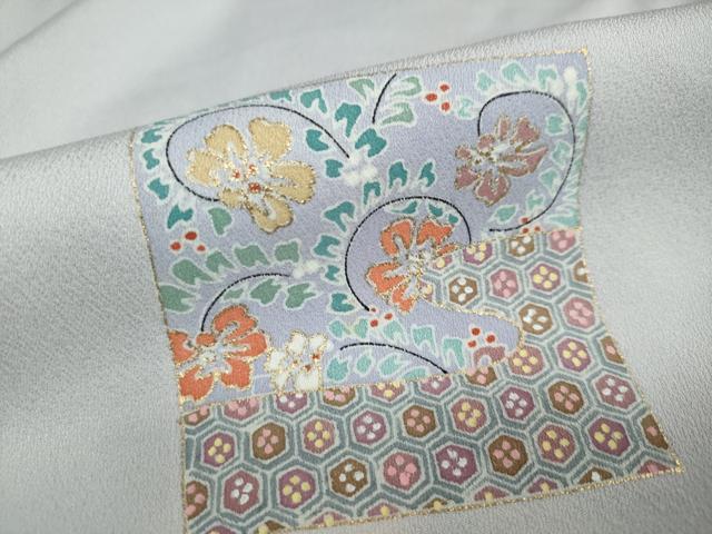 平和屋着物●訪問着 色紙重ね草花文 金彩 正絹 逸品 DAAW5089ud